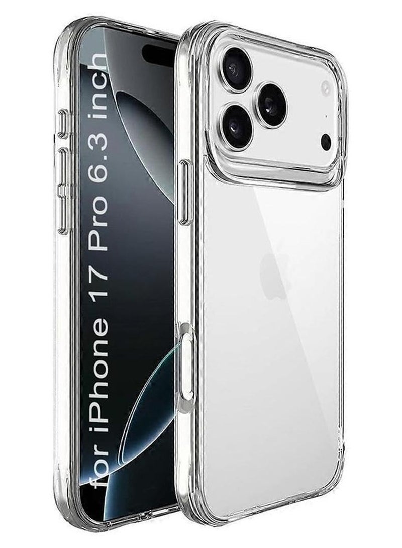 Case for iPhone 17 Pro 6.3 inch, Non-Yellowing Shockproof Phone Bumper Cover, Anti-Fingerprints, Anti-Fall Drop Protection, Anti-Scratch, Slim PC Clear Transparent Back Protective Cover with Soft TPU Frame (Clear) - Image 1